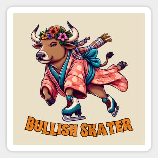Ice skating cow Magnet